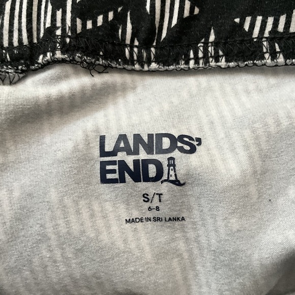 Lands' End Women's Black and White Print Leggings Casual Athleisure - Picture 3 of 9